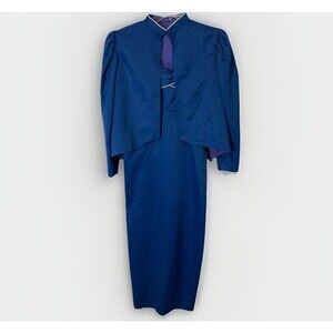 Vintage 80s/90s Sweetheart Column Dress & Puff Shoulder Jacket Set Two Piece